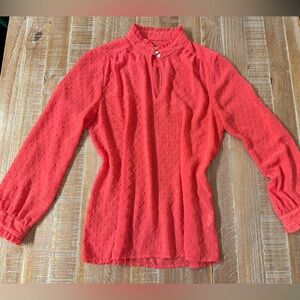J Crew sheer coral blouse